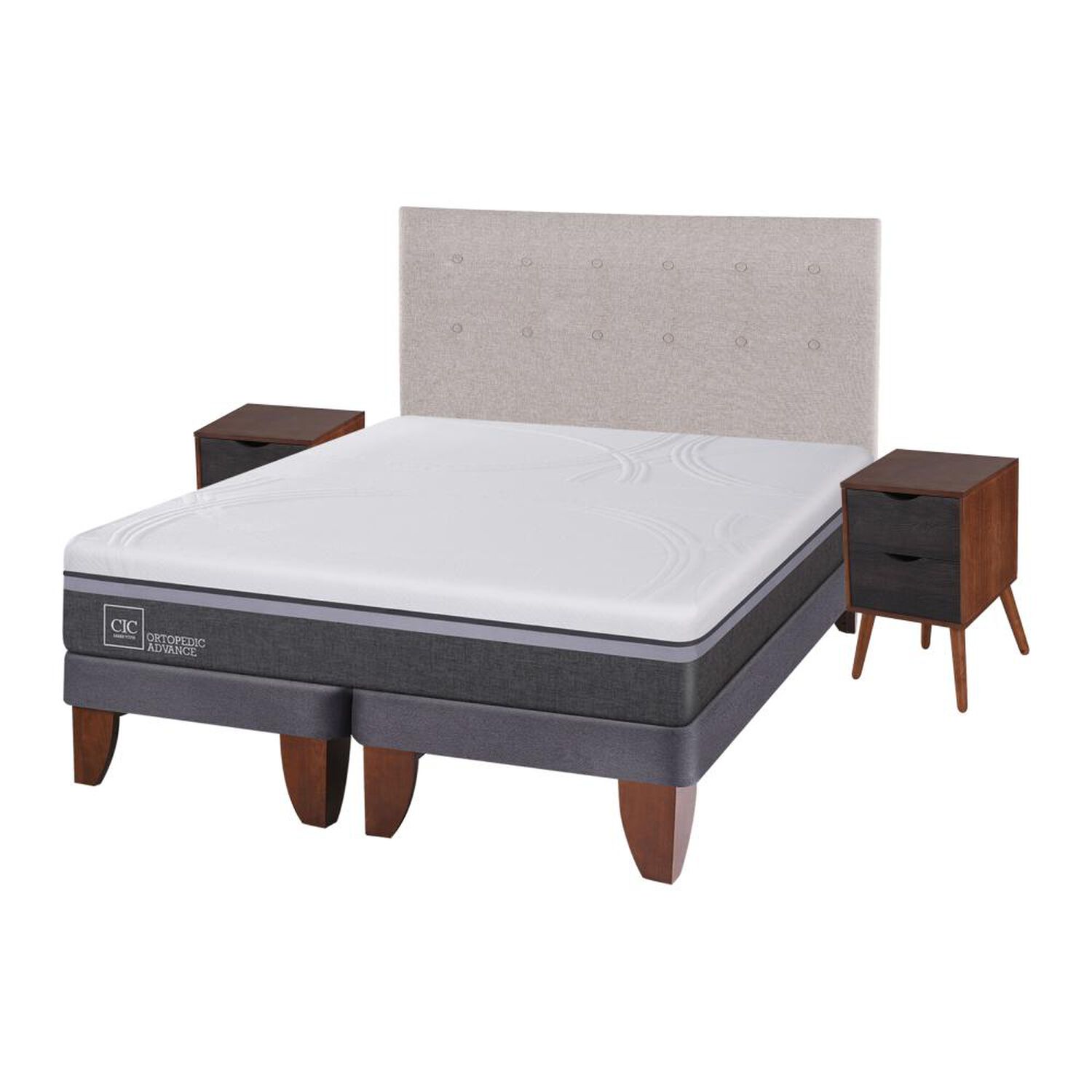 Cama Europea Cic Ortopedic Advance / 2 Plazas / Base Dividida + Set De Maderas image number 1.0
