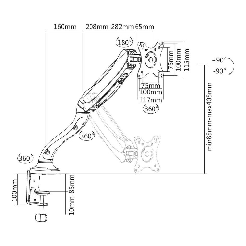 Soporte De Monitor Par Escritorio Gas Spring 13" A 27" 360 Sbrm713 Brasforma image number 2.0