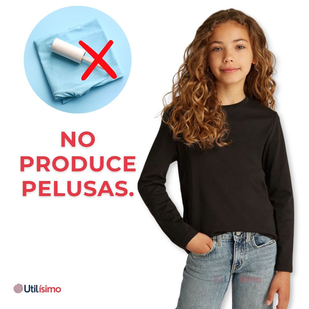 Camiseta Algod&oacute;n Manga Larga Polera Ni&ntilde;a Primera Capa Negra image number 5.0