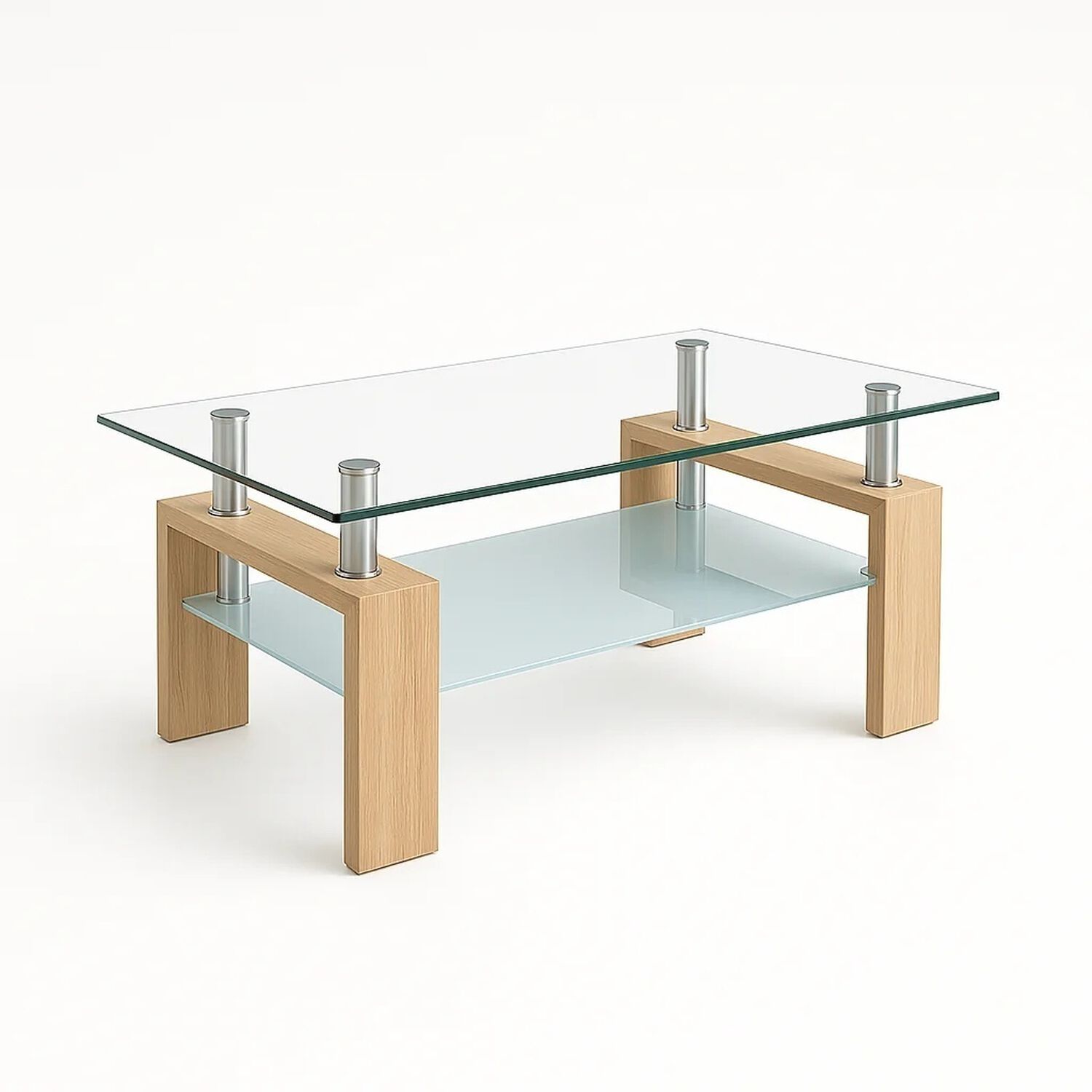 Mesa De Centro Para Living Rectangular De Vidrio Y Madera image number 0.0