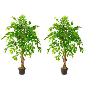 2 X 1 Plantas Artificiales Baratas Ficus 120 Cm Arbusto Real