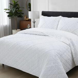 Cubrecamas Microfibra Plaza Y Media Blanco