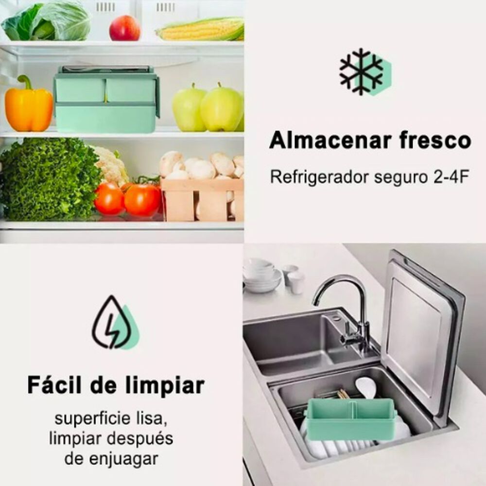 Lunch Box 2 Niveles Fiambrera Desmontable Con Cubiertos image number 5.0