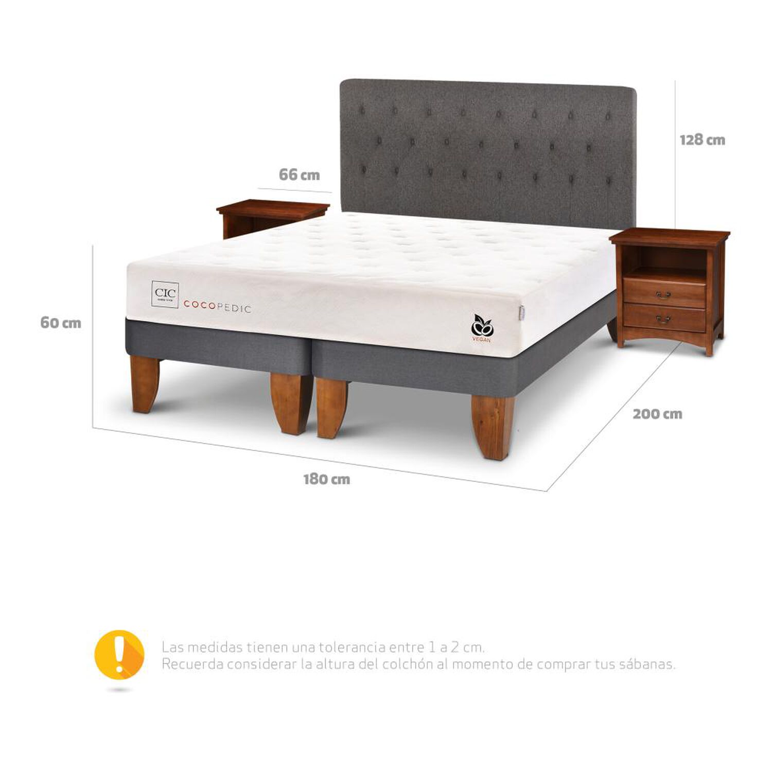 Cama Europea Cic Cocopedic / King / Base Dividida + Set De Maderas image number 4.0