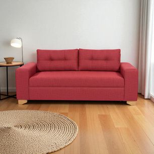 Sofa Paris Tres Cuerpos Lino Rojo