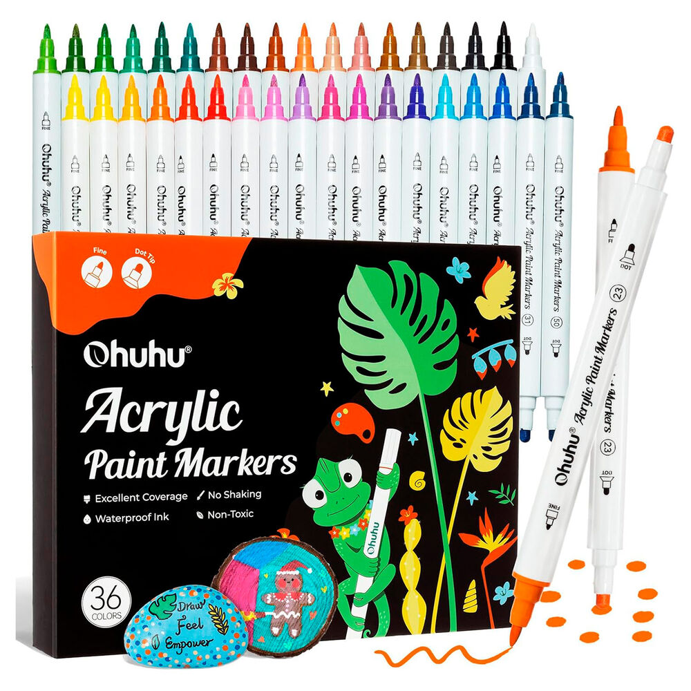 Ohuhu 36 Marcadores Acrílicos Doble Punta Fina & Puntos image number 0.0