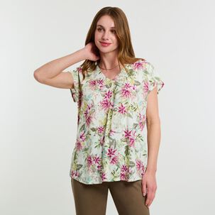 Blusa Manga Corta Cuello V Mujer Lesage