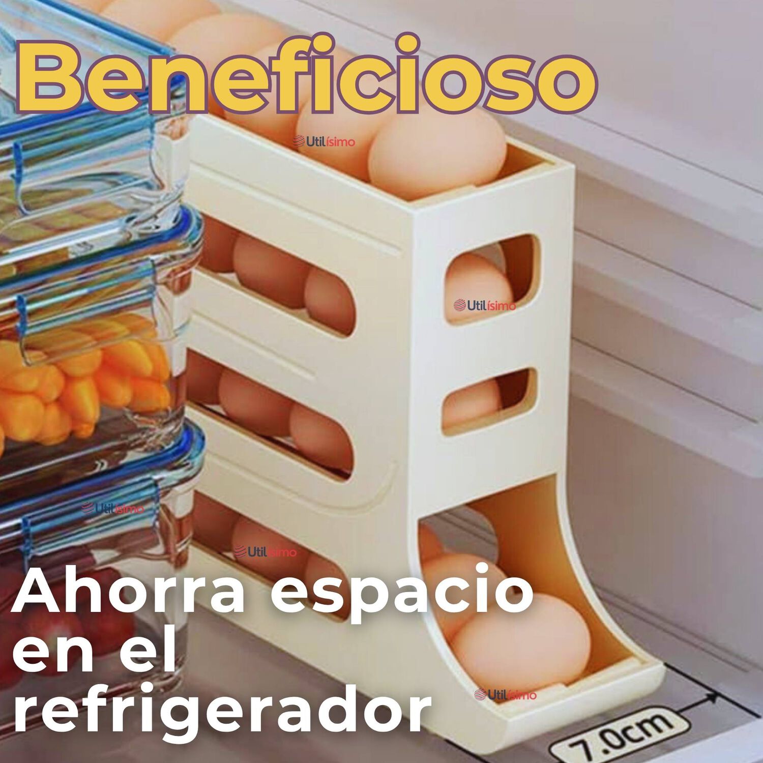 Organizador Dispensador De Huevos Para 30 Huevos Huevera 4 Niveles image number 6.0