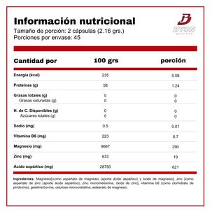 Zinc + Magnesio Aspartate 90 C&aacute;psulas