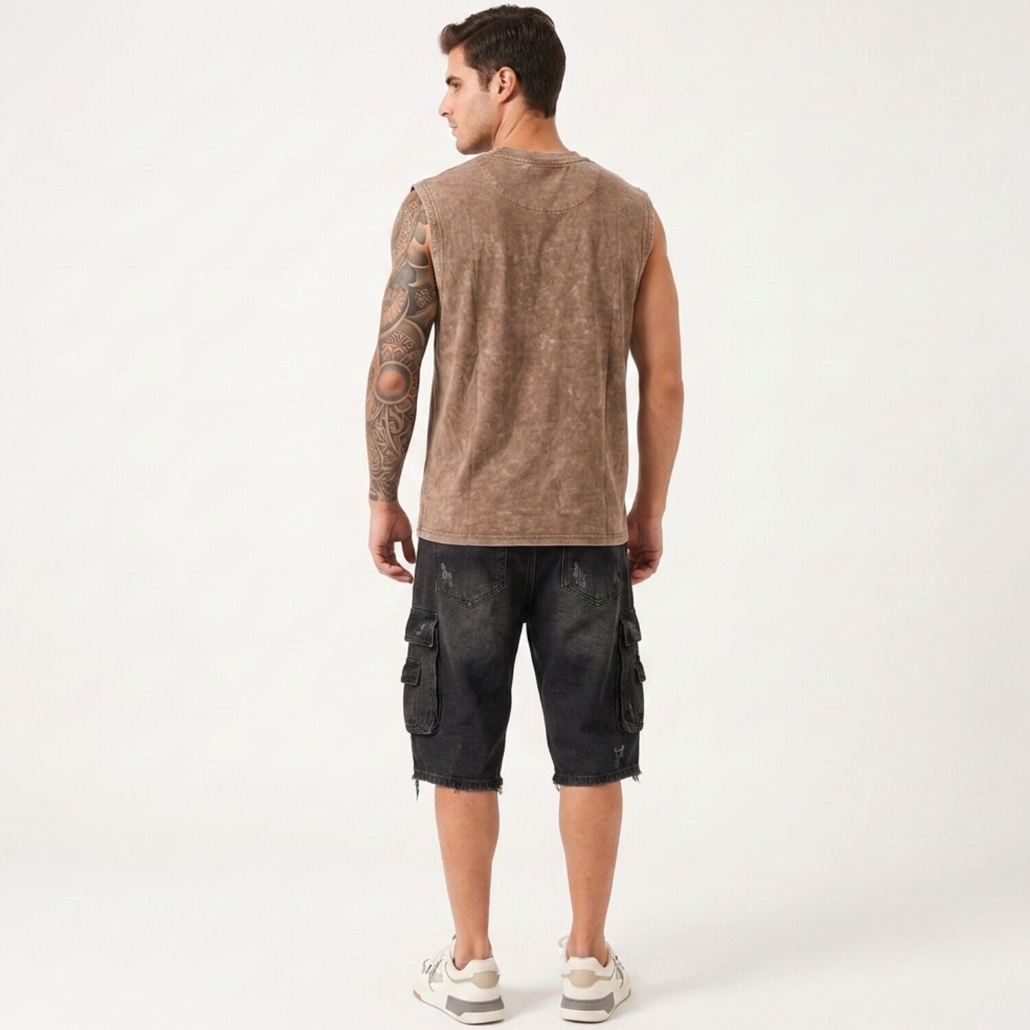 Polera Sin Mangas Musculosa Acid Wash Hombre image number 2.0