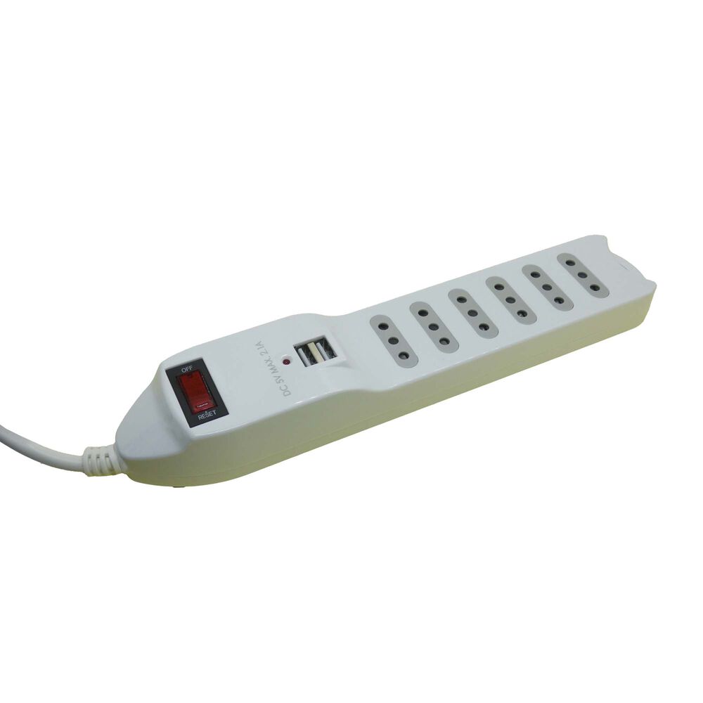 Zapatilla Eléctrica 6 Tomas / Con Usb Blanco Macrotel - Sec image number 1.0