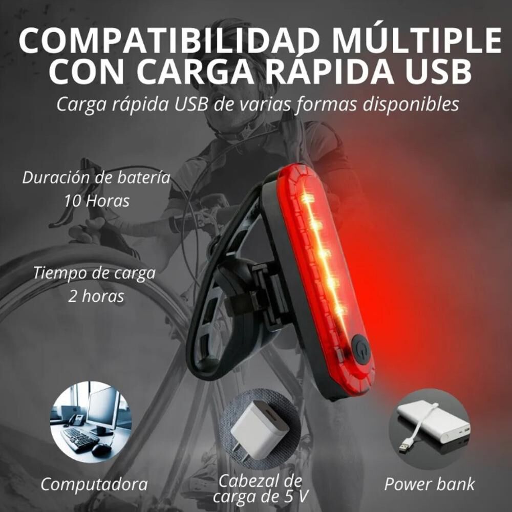 Luces Recargables Para Bicicleta Delantera Y Trasera Premium image number 5.0