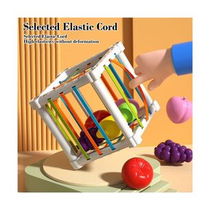 Cubo Did&aacute;ctico Sensorial De Frutas Con Cuerdas El&aacute;sticas