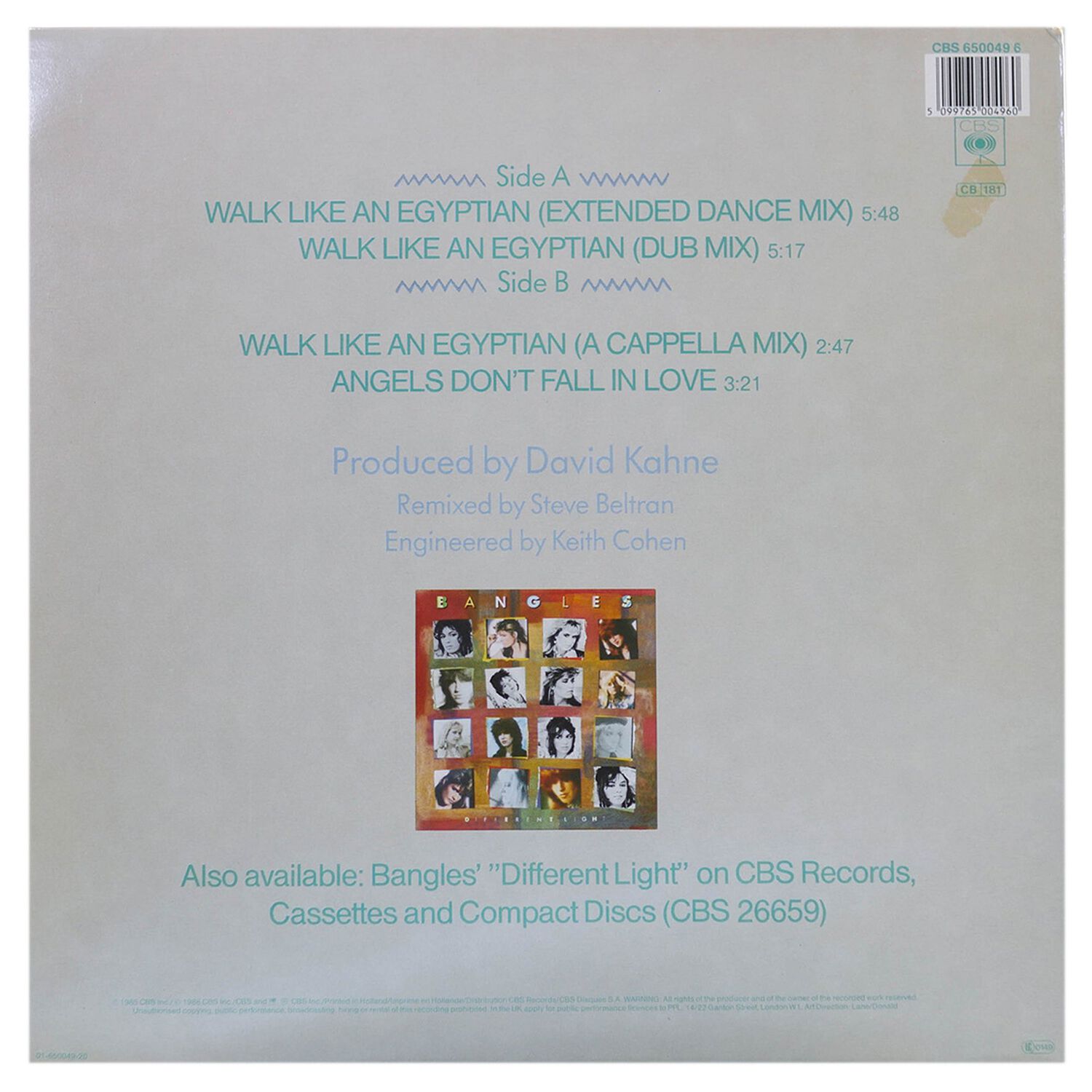 Bangles - Walk Like An Egyptian | 12" Maxi Single Usado image number 1.0