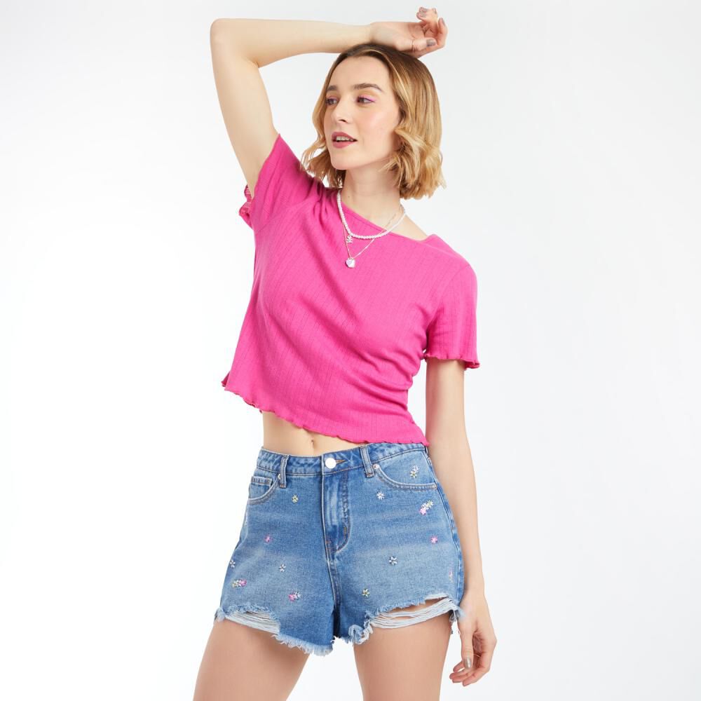 Polera Brodery Manga Corta Cuello Redondo Mujer Freedom image number 2.0