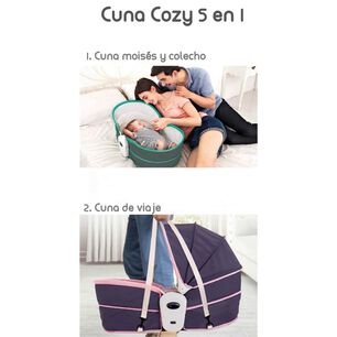 Cuna Mois&eacute;s 5 En 1 Con Vibraci&oacute;n Mosquitero Cozy Rosada