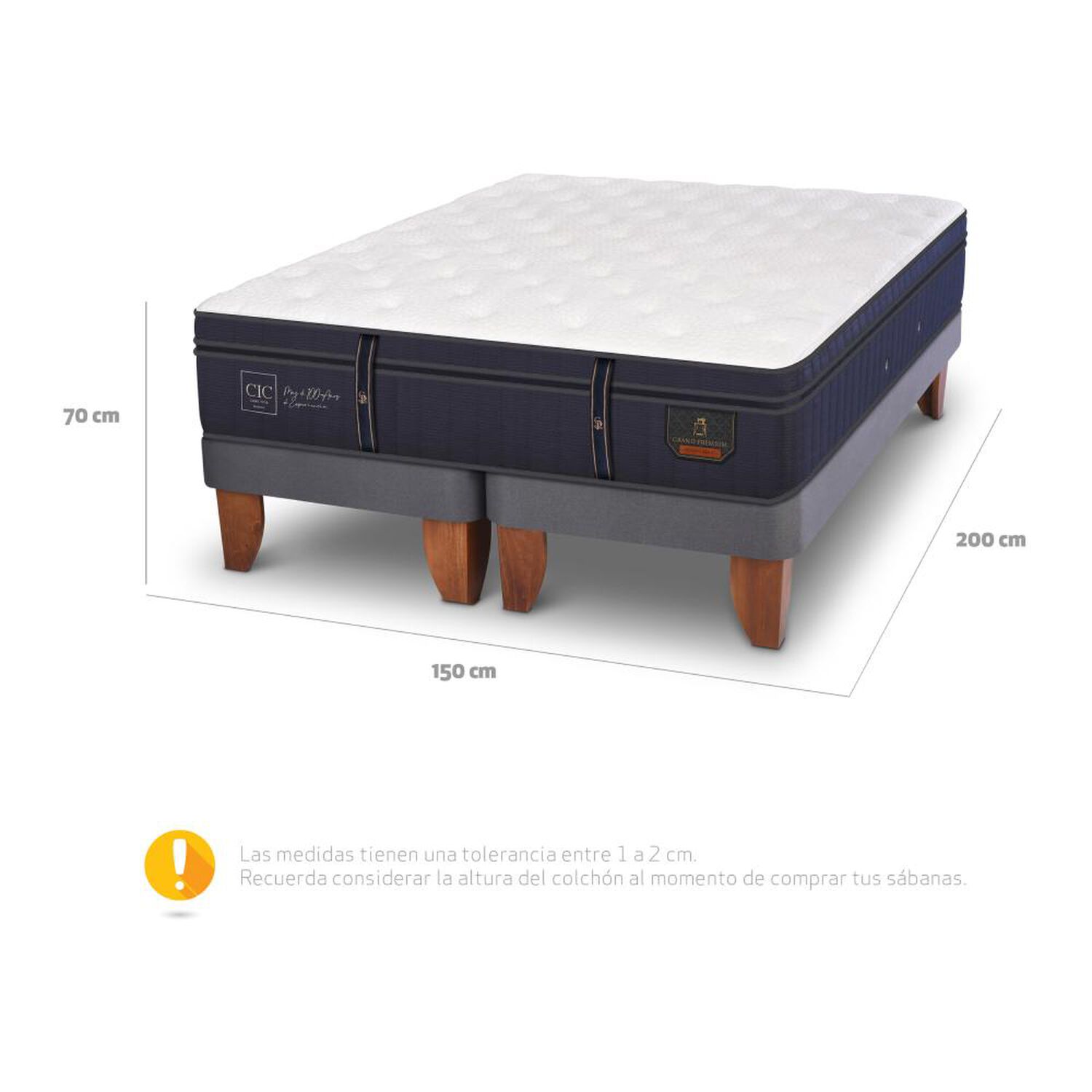 Cama Europea Cic Grand Premium / 2 Plazas / Base Dividida image number 4.0