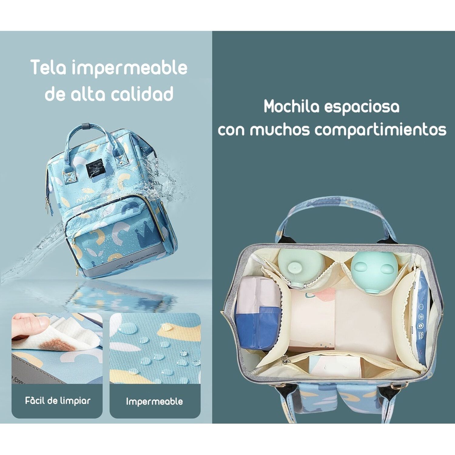 Mochila Maternal Impermeable Con Usb Lubabycas Gris image number 7.0