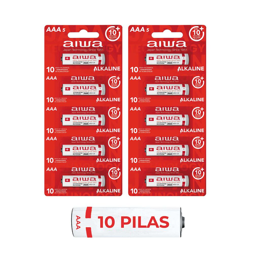 Pila Alcalina Aiwa Aaa Pack X10 Unidades Lr03p5 image number 0.0