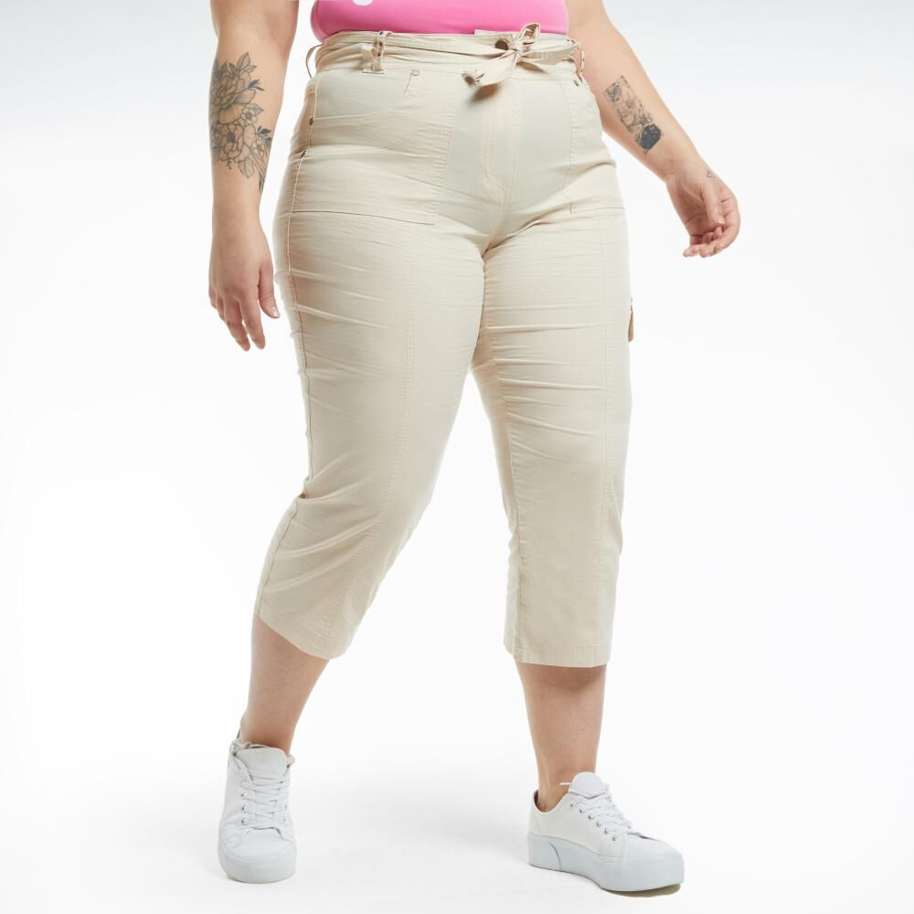 Bermuda Talla Grande Básico Con Cinturón Tiro Medio Regular Mujer Sexy Large image number 2.0