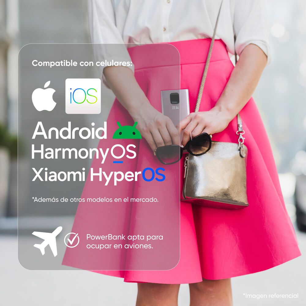 Bater&iacute;a Externa Power Bank 20000 Mah 22.5w Ucp20ppd Rosada image number 1.0