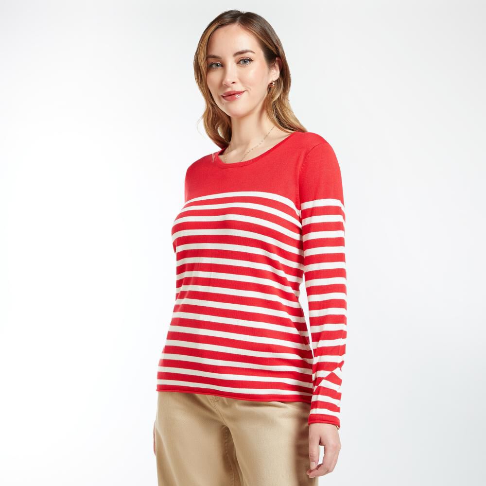 Sweater Listado Regular Cuello Redondo Mujer Geeps image number 2.0