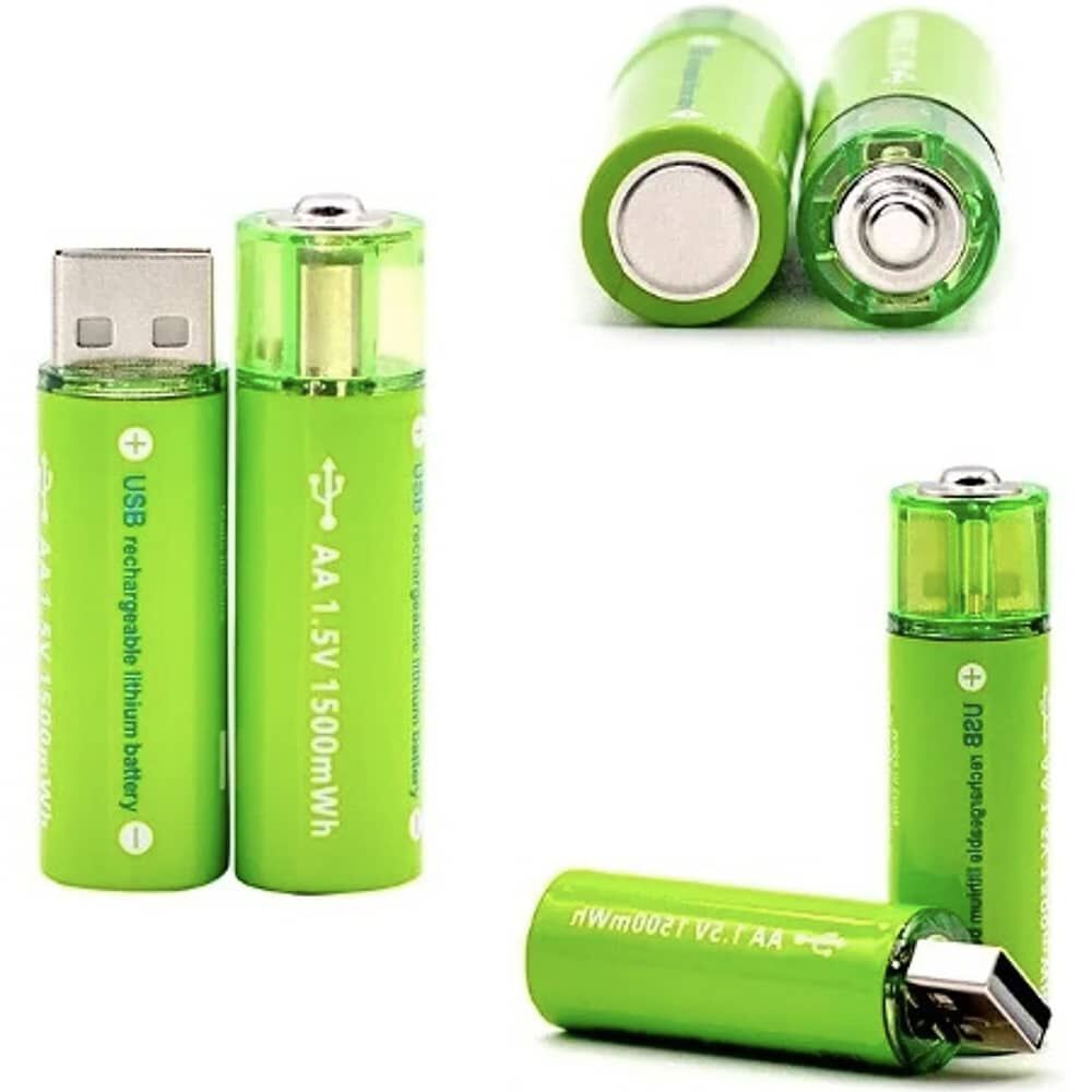 Pack X2 Pilas Recargables Usb Pila Aa image number 2.0