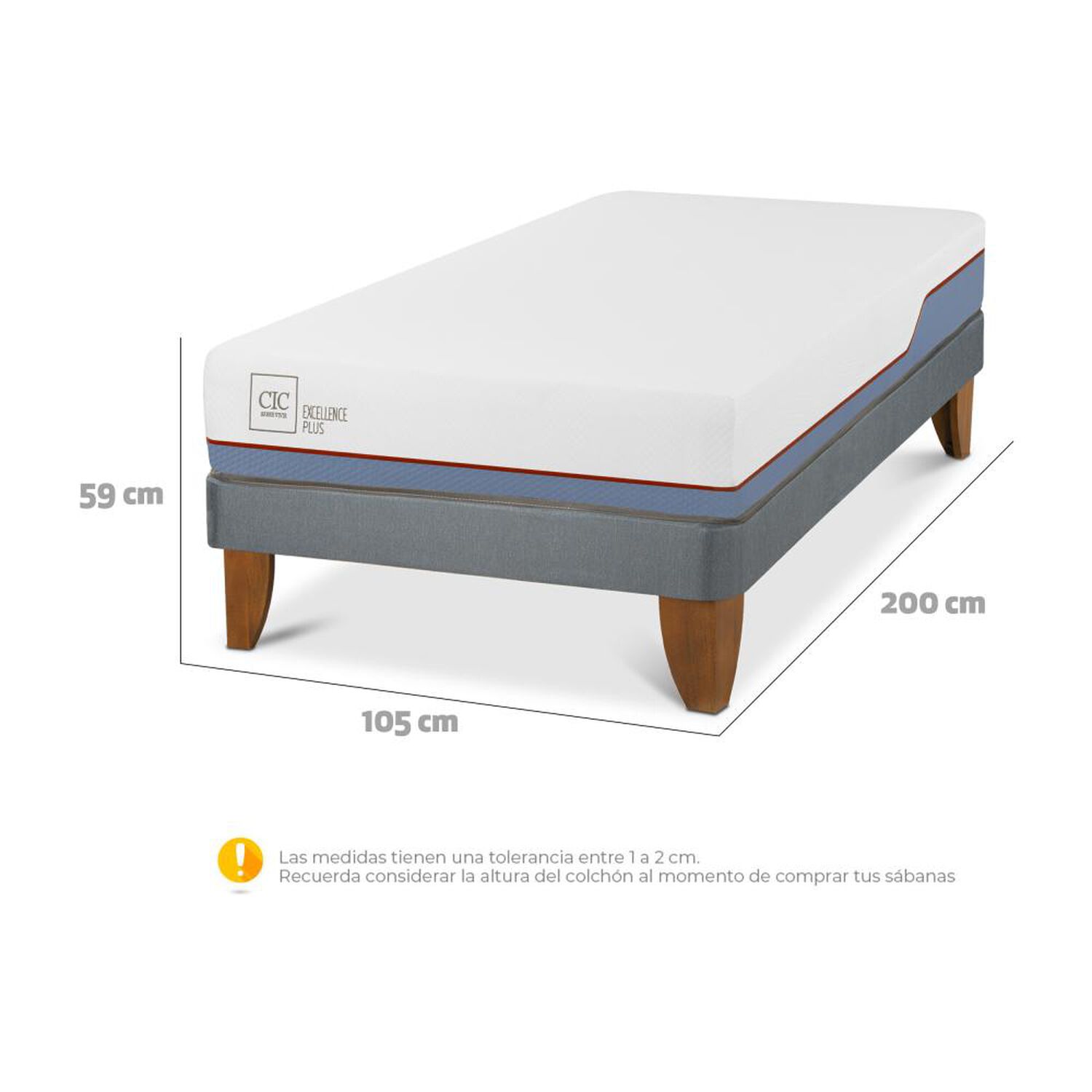 Cama Europea Cic Excellence Plus / 1.5 Plazas / Base Normal image number 2.0