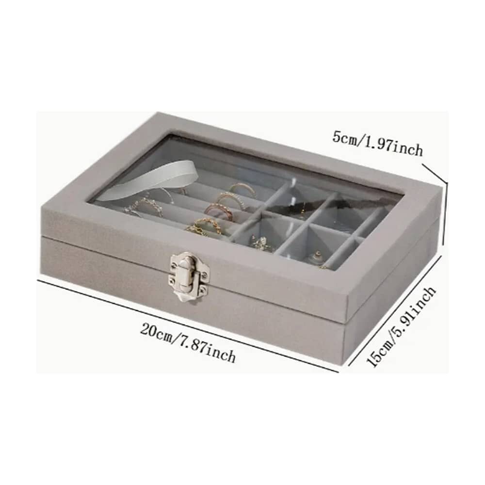 Caja Presentaci&oacute;n Para Exhibir Anillos Y Joyas Elegante Terciopelo Y Cristal image number 1.0