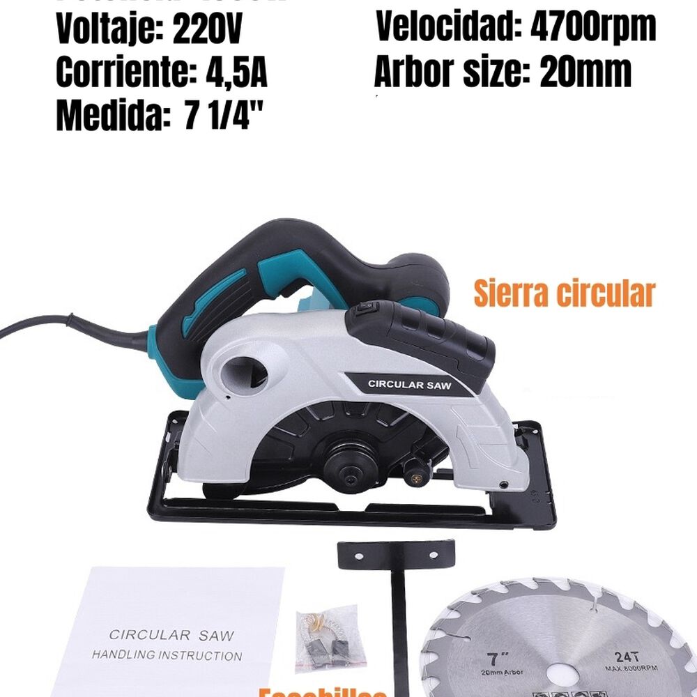 Sierra Circular Eléctrica Con Láser 7-1/4" 1800w G01 image number 7.0