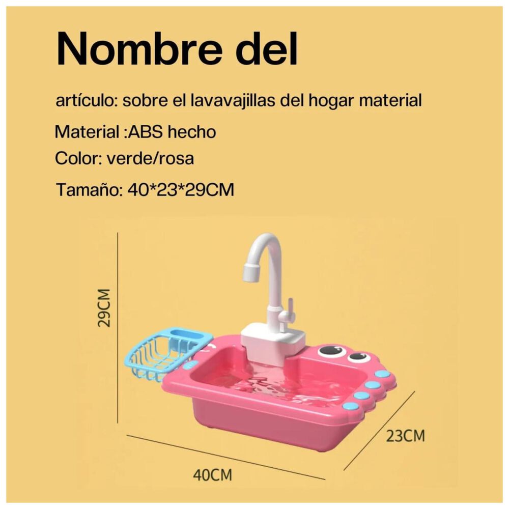 Juguete Fregadero Lavavajillas Con Accesorios Rosado Infantil image number 2.0