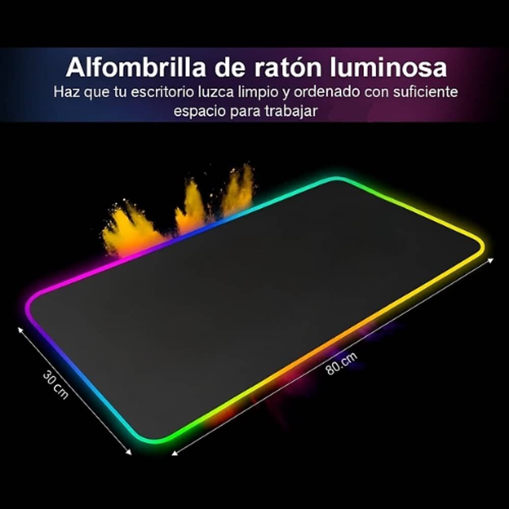 Alfombrilla Mousepad 30x80 Con Luz Led Rgb Antideslizante image number 4.0