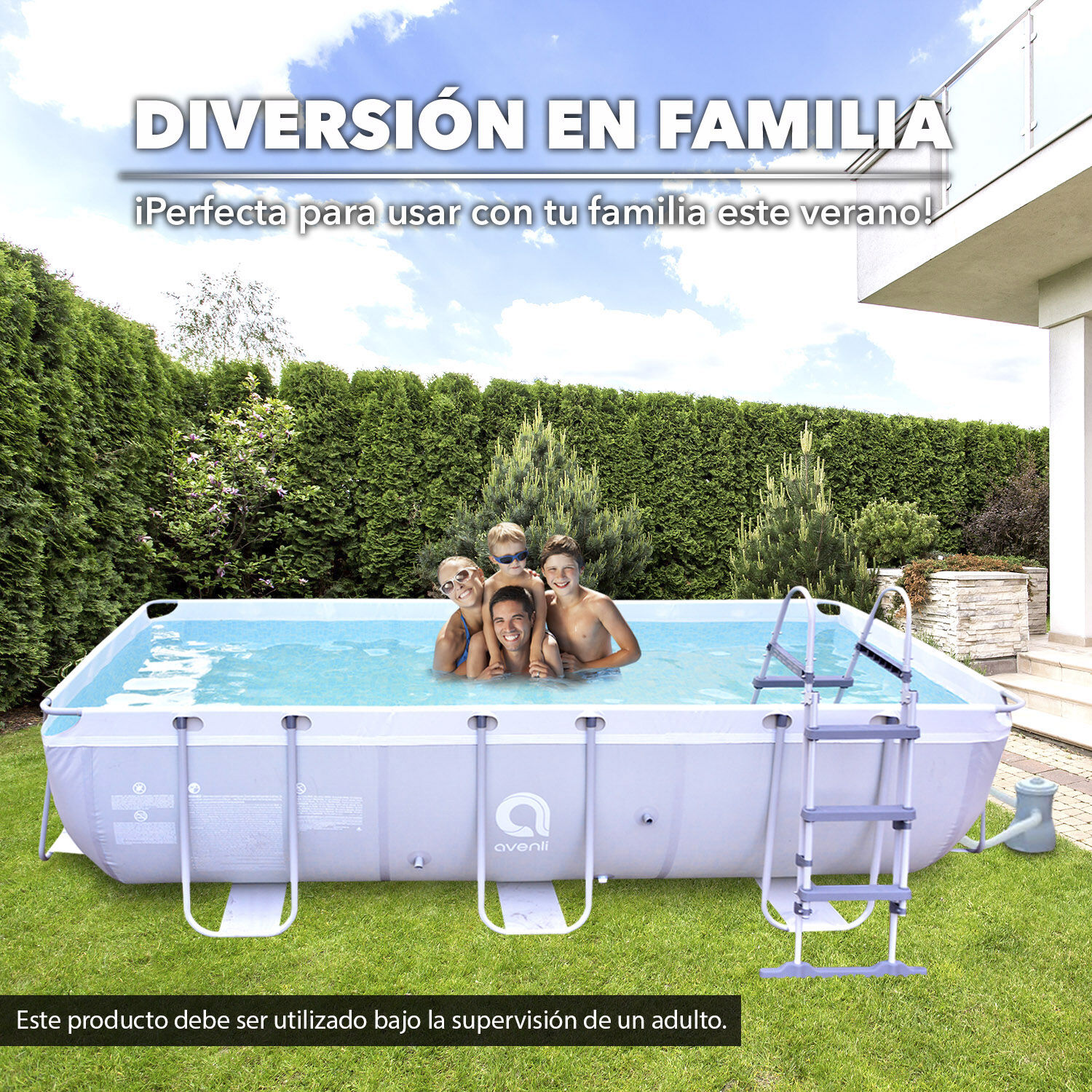 Piscina Con Filtro 7020 L 99x200x400 Cm Gris. image number 4.0
