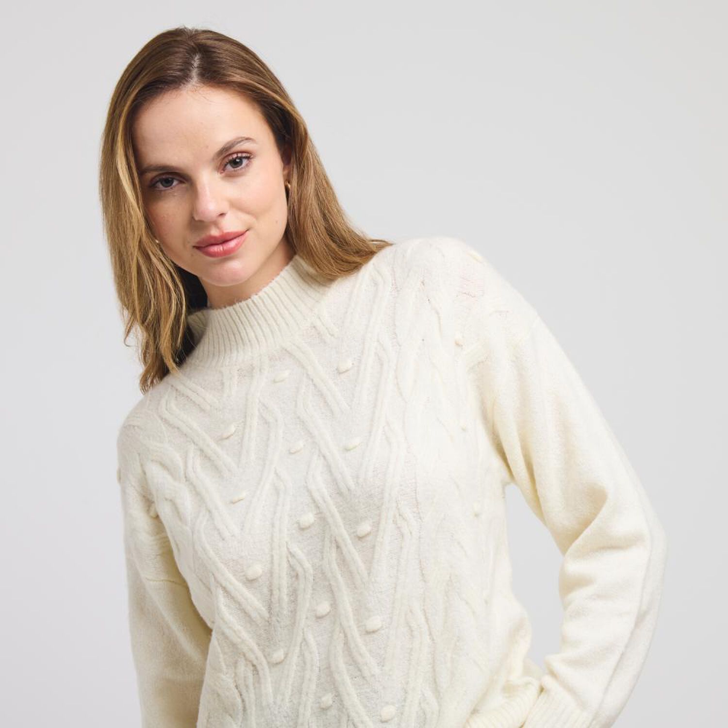 Sweater Manga Larga Cuello Alto Mujer Kimera image number 4.0