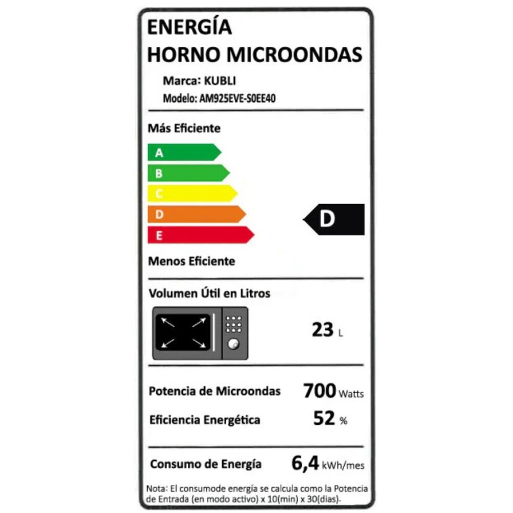 Microondas Empotrado Neu Inox 23 Lts Kubli image number 6.0
