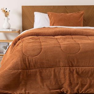 Plumon Corduroy Coral Sherpa 1.5 Plazas Terra