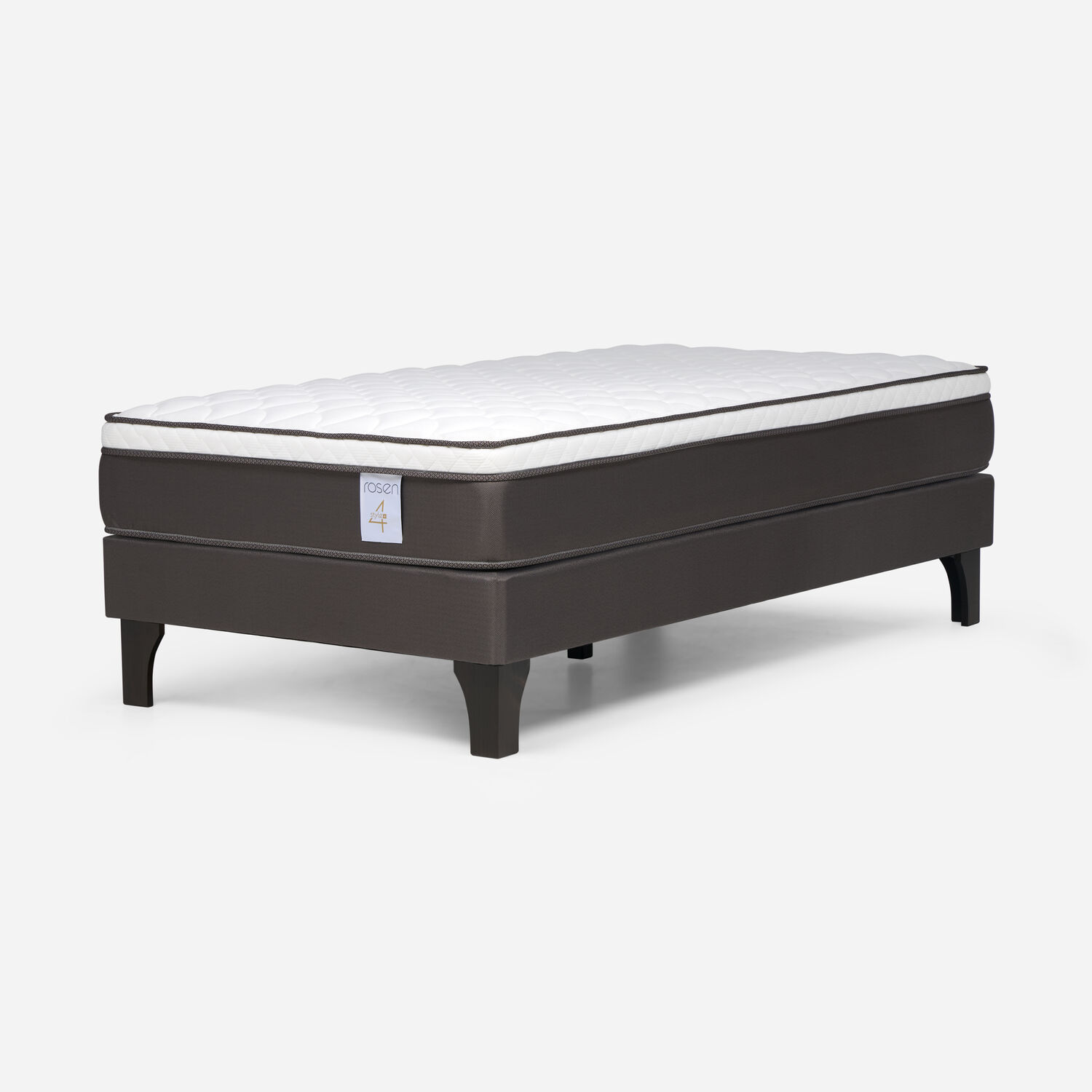Cama Europea Rosen New Style 4 Plus / 1.5 Plazas / Base Normal  + Set Maderas Rachel Gris image number 7.0