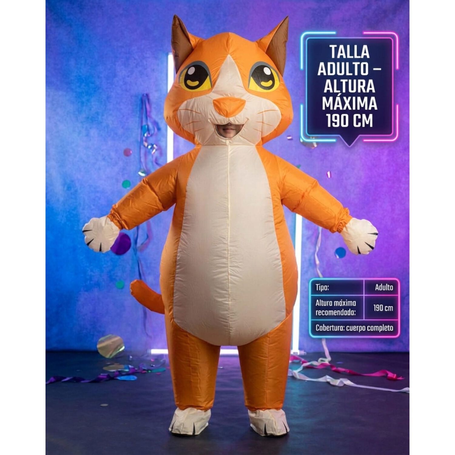 Disfraz Inflable De Gato Adulto Completo Halloween image number 14.0