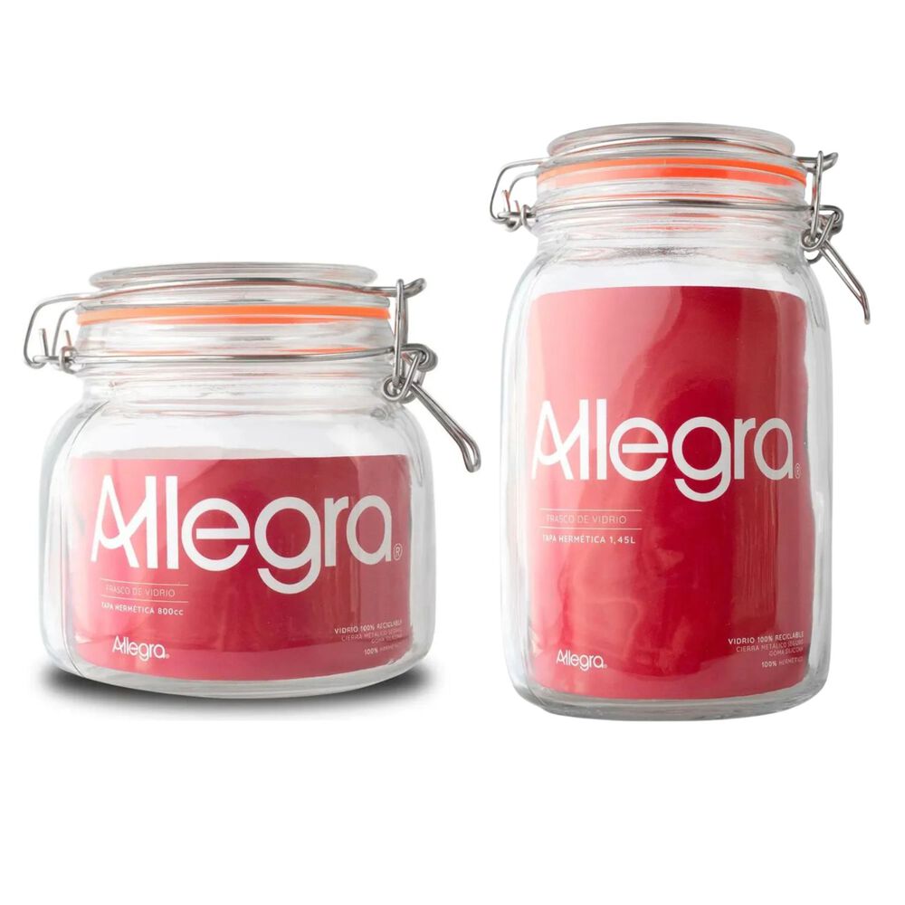 Set 2 Frascos Con Tapa Hermetica 800ml + 1450ml Allegra image number 0.0