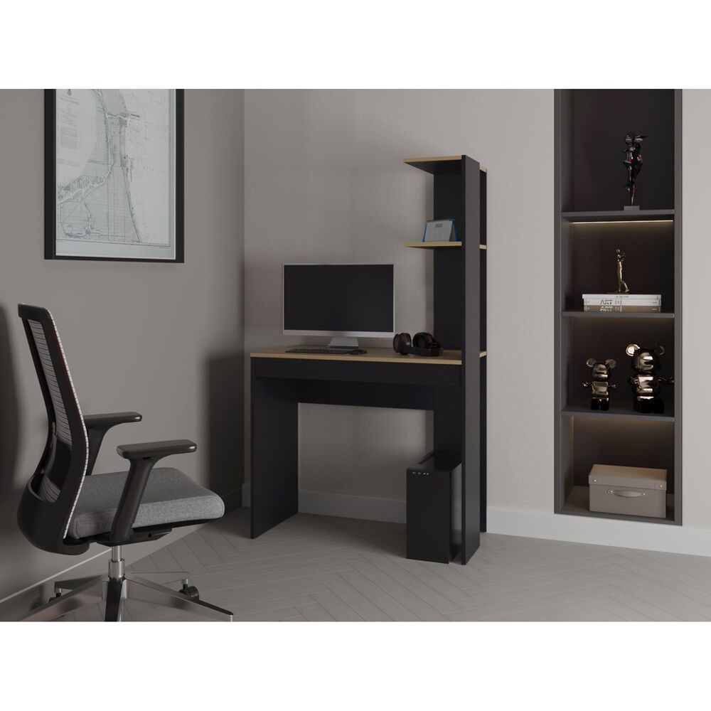 Escritorio Biblioteca Cafe Claro Y Negro image number 7.0