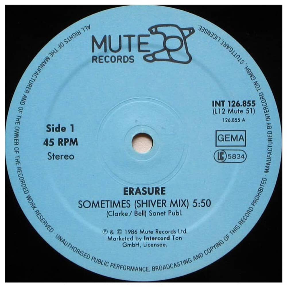 Erasure - Sometimes(shiver Mix) | 12" Maxi Single Usado image number 2.0