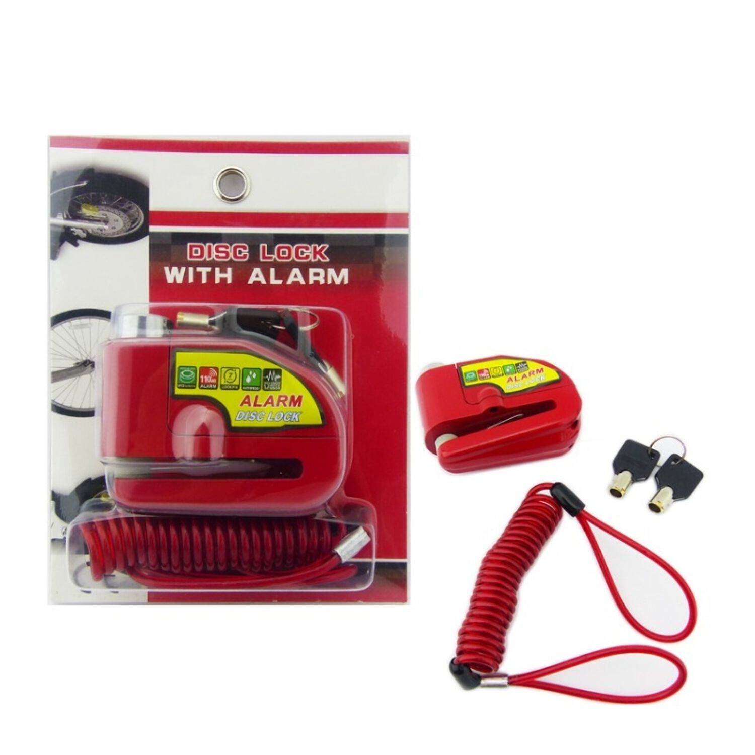 Candado Para Freno Disco Con Alarma Con Piola Recordatoria Seguridad Blister image number 1.0