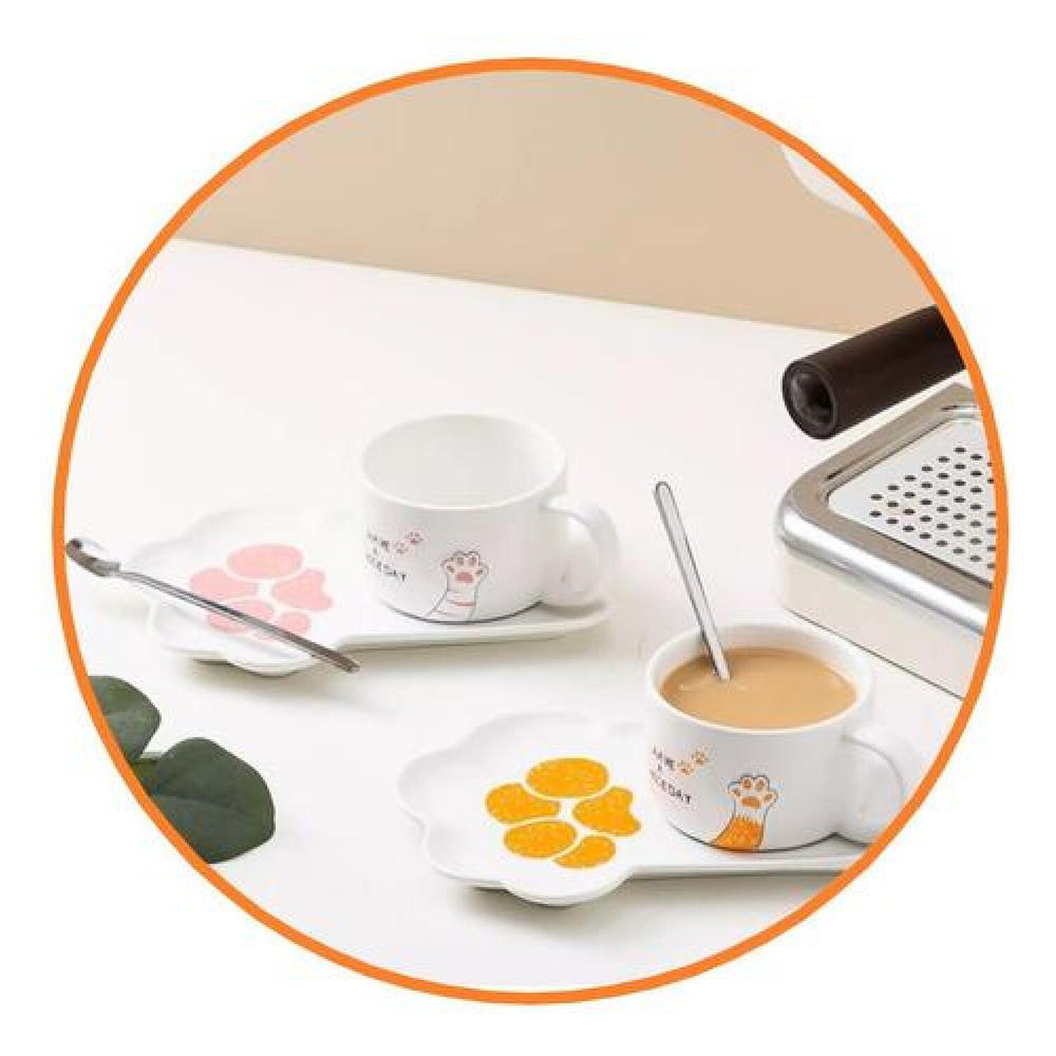 Set Cer&aacute;mica Gatito Plato Con Taza Y Cuchara Garra Patita image number 2.0