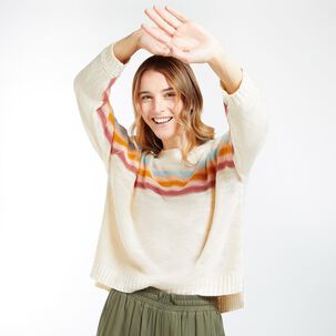 Sweater Tejido Con Lineas Regular Cuello Redondo Mujer Ocean Pacific