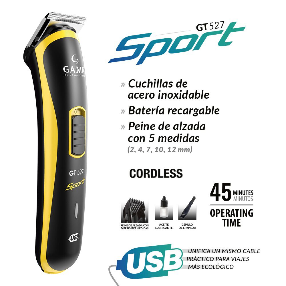 Gama Cortadora De Pelo Sport Trimmer Gt527 + Clipper Gc542 Acero Inoxidable image number 3.0