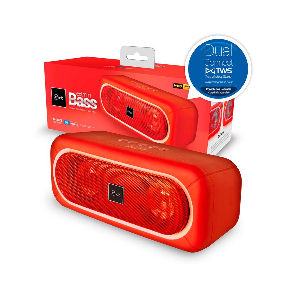 Parlante Bluetooth Mlab Extrem Bass Tws 8908 Red Color Rojo image number 3.0