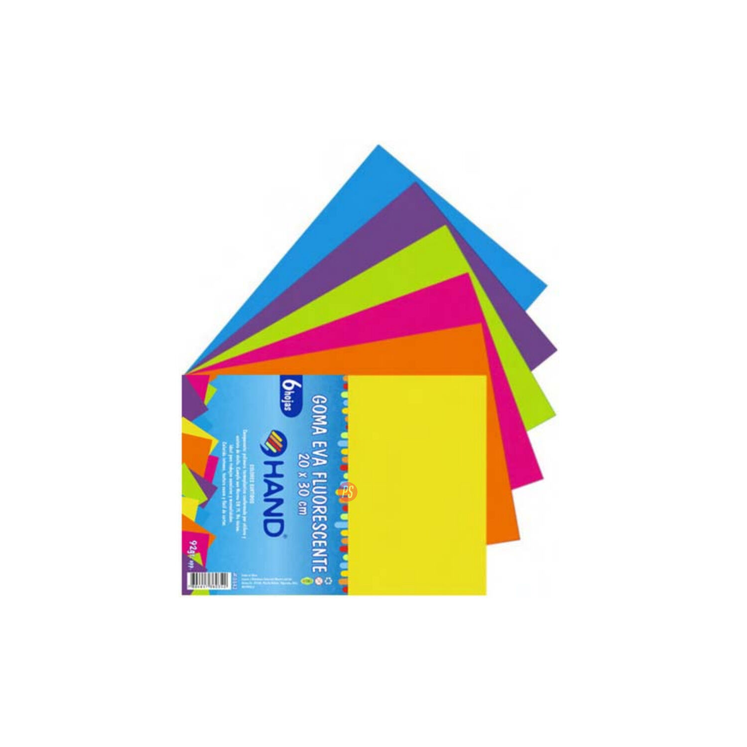 Pack 60 Hojas Goma Eva Fluorescente 20x30cms Colores - Ps image number 1.0