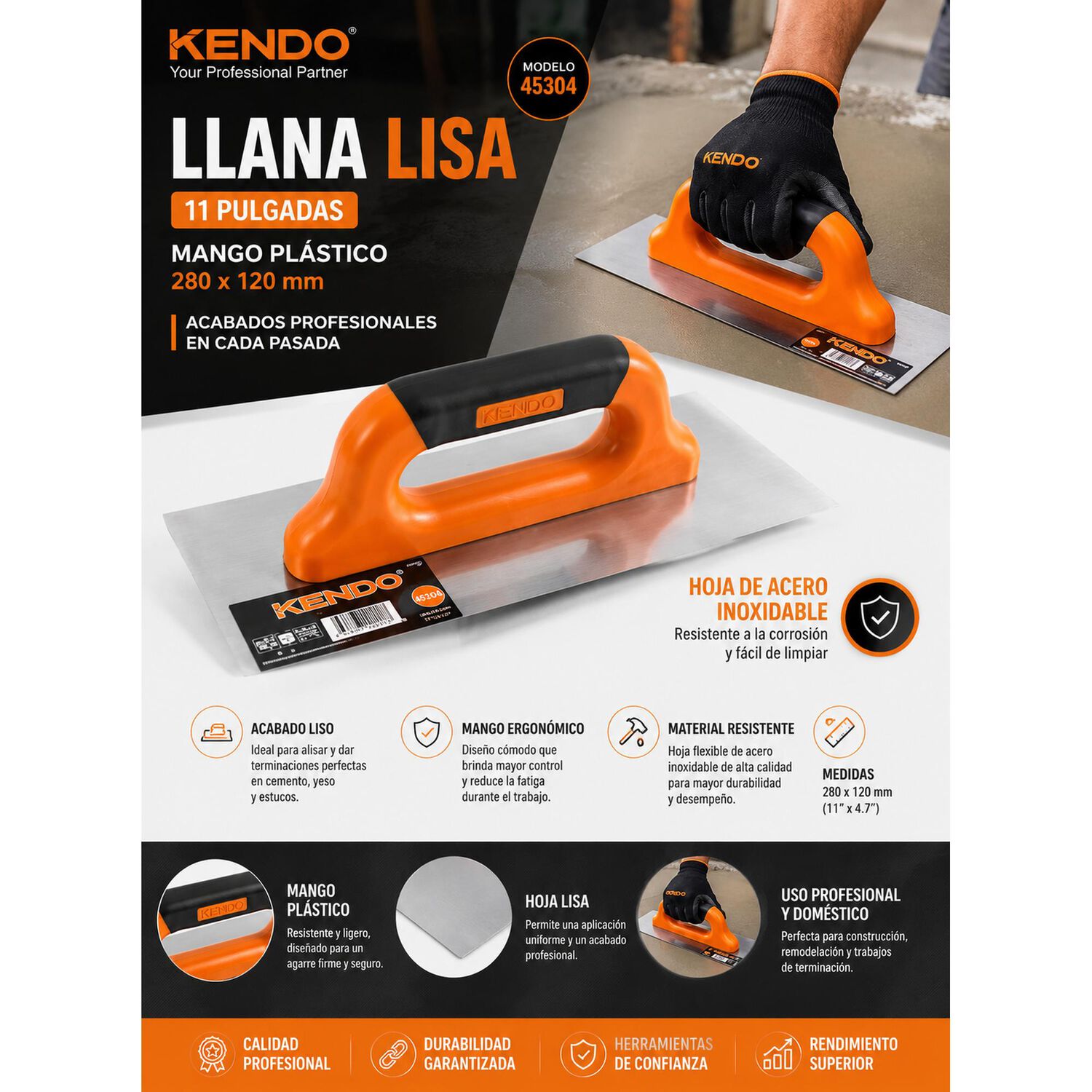Llana Lisa Kendo 11 Pulg. Mango Plastico 280x120mm 45304 image number 3.0