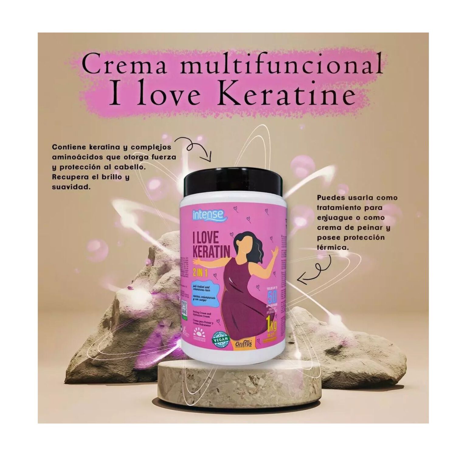 Mascara I Love Keratin 2 En 1 De 1kg Griffus image number 2.0