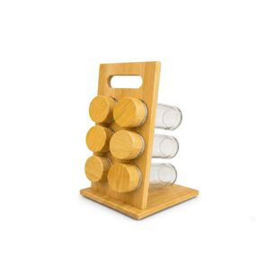 Torre Especiero Bamb&uacute; 6 Frascos Cocina Organizaci&oacute;n